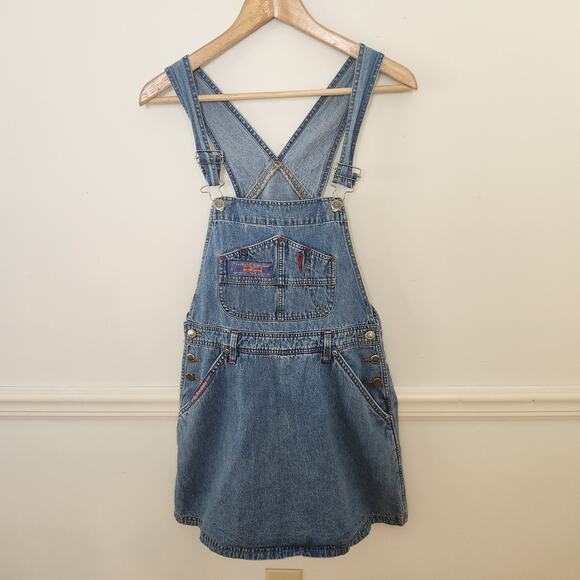 Vtg 90s Y2K No Boundaries Overalls Shortalls 9/10 Juniors Denim Skort Casual - Picture 1 of 12